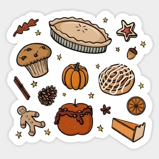 Autumn Baked Goods, Sweet treats, Cosy Snacks Illustration Sticker